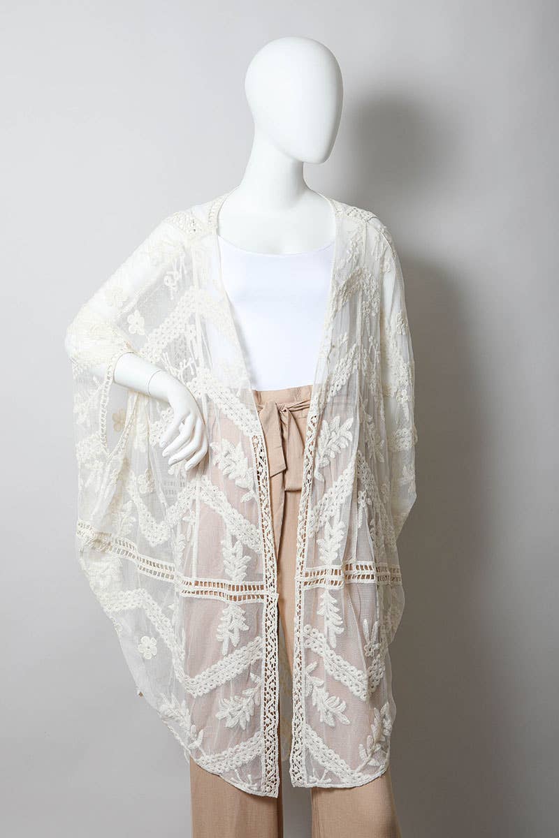 The Olive Conservatory | Embroidered Leaf Kimono