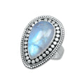 Rainbow Moonstone Pear Ring