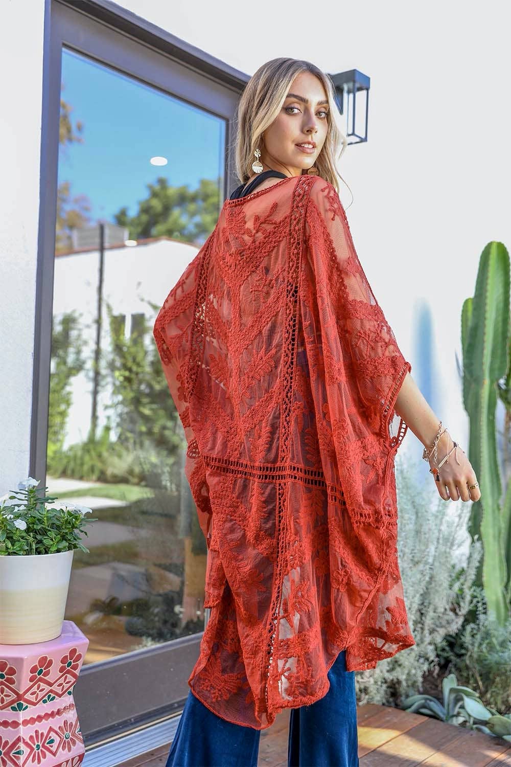 The Olive Conservatory | Embroidered Leaf Kimono