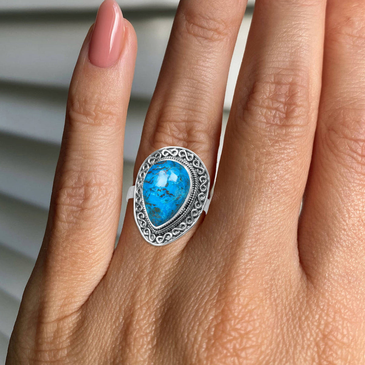 Chrysocolla Scrollwork Ring