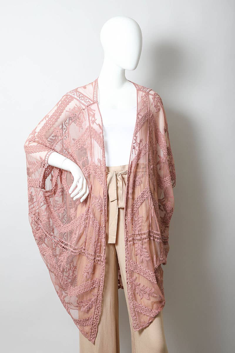 The Olive Conservatory | Embroidered Leaf Kimono