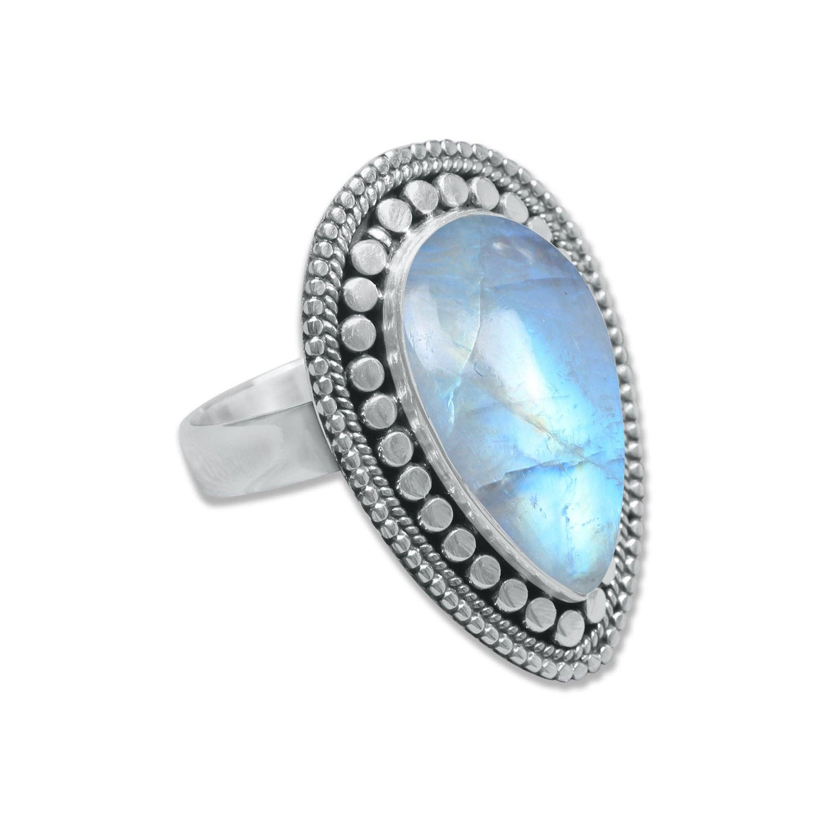 Rainbow Moonstone Pear Ring