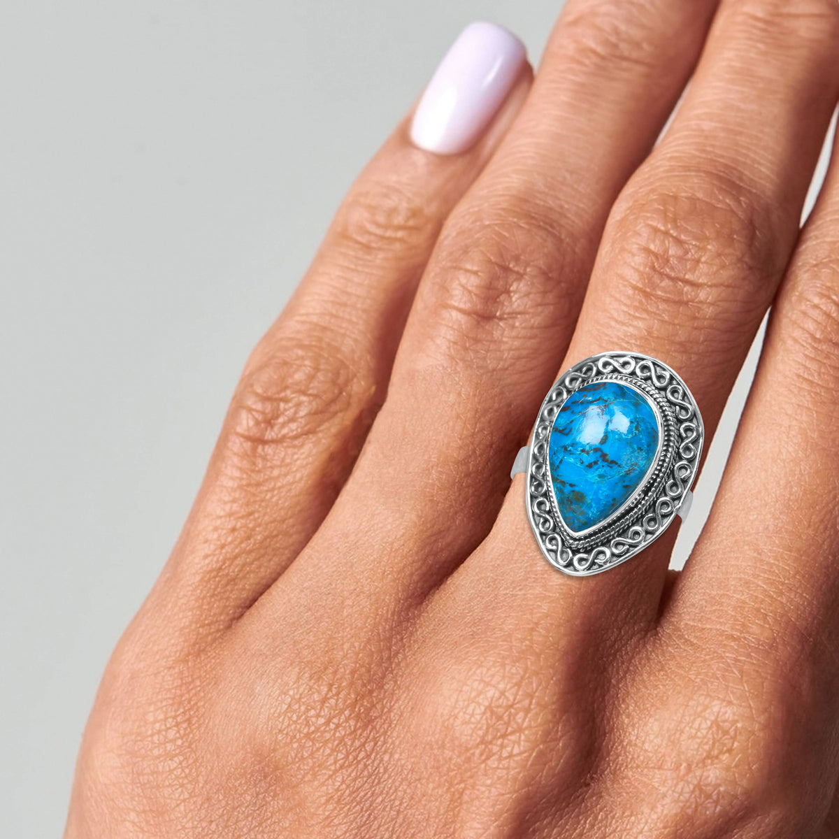 Chrysocolla Scrollwork Ring