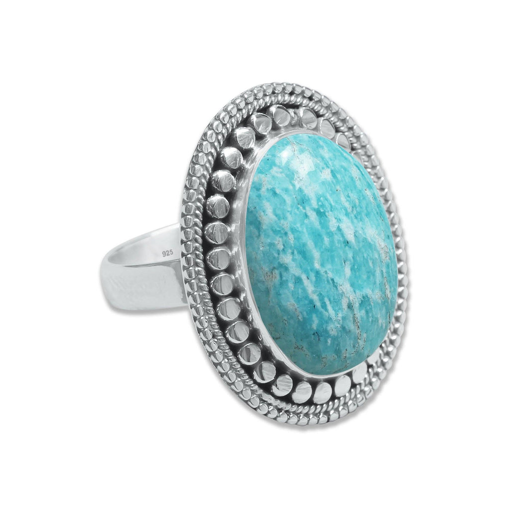 Amazonite Oval Sterling Silver Ring